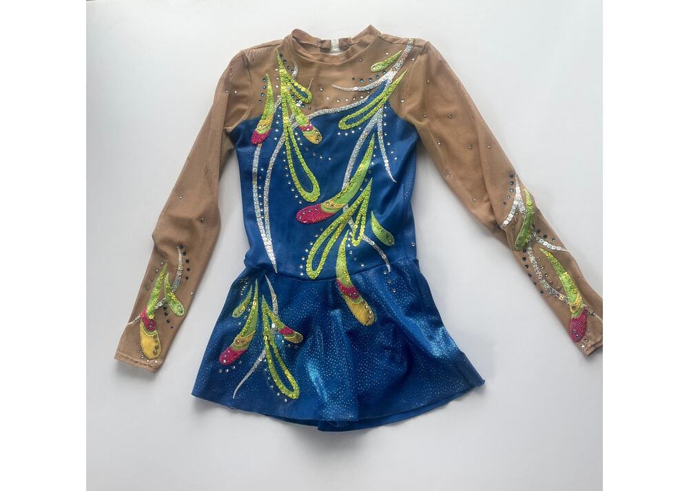 Girl's Gymnastic/Dance/ Ice Skating Blue Sequin Leotard / Dress Sz XS